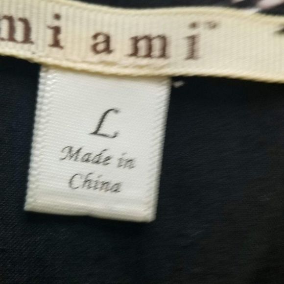 Miami Boho Dress Black White Print Buttoned Bodice Long Sleeve Size Large - Picture 9 of 10